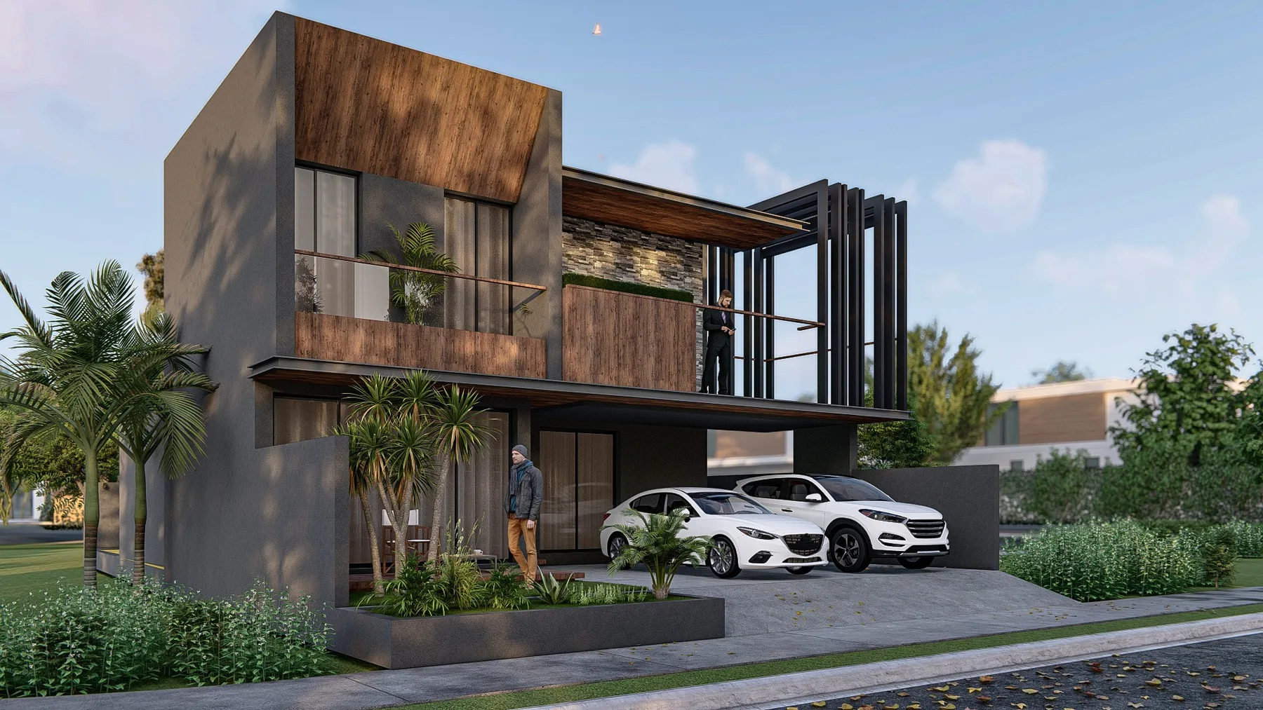 Modern house front elevation